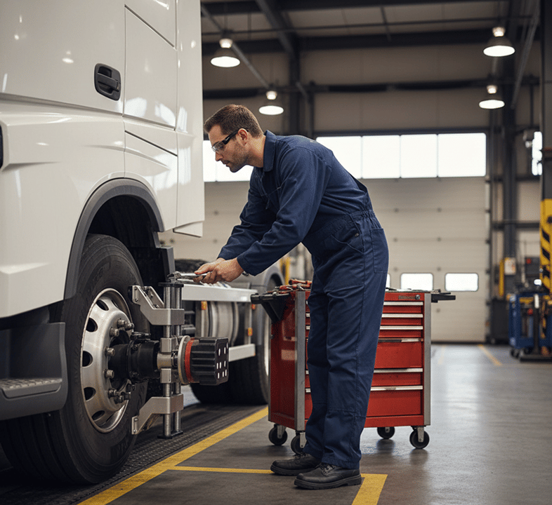 Mechanic at San Antonio location working on tire