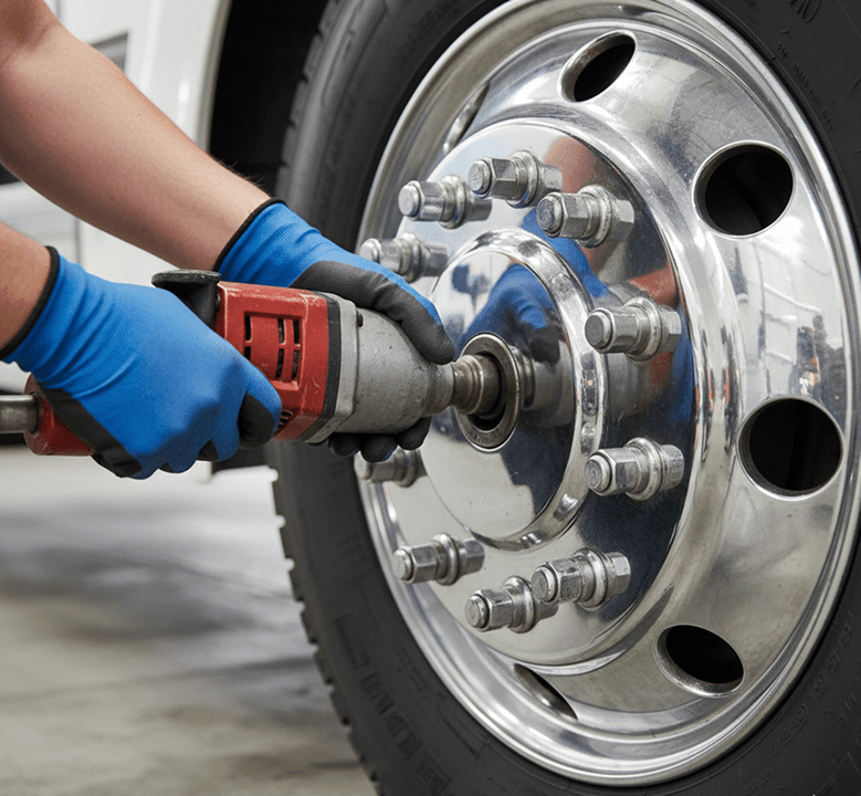 Mechanic working on tire