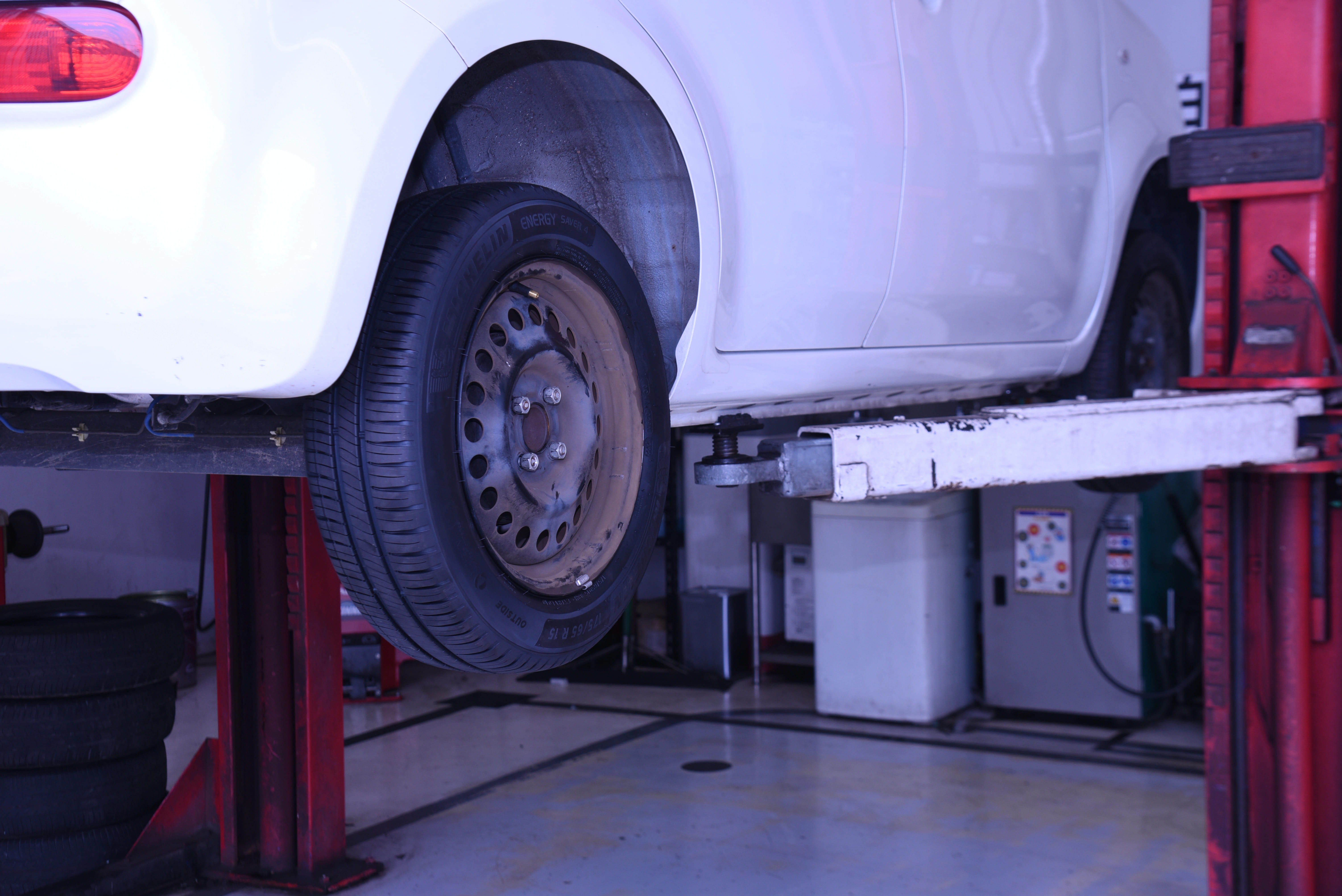 car in carport getting ready for alignment services