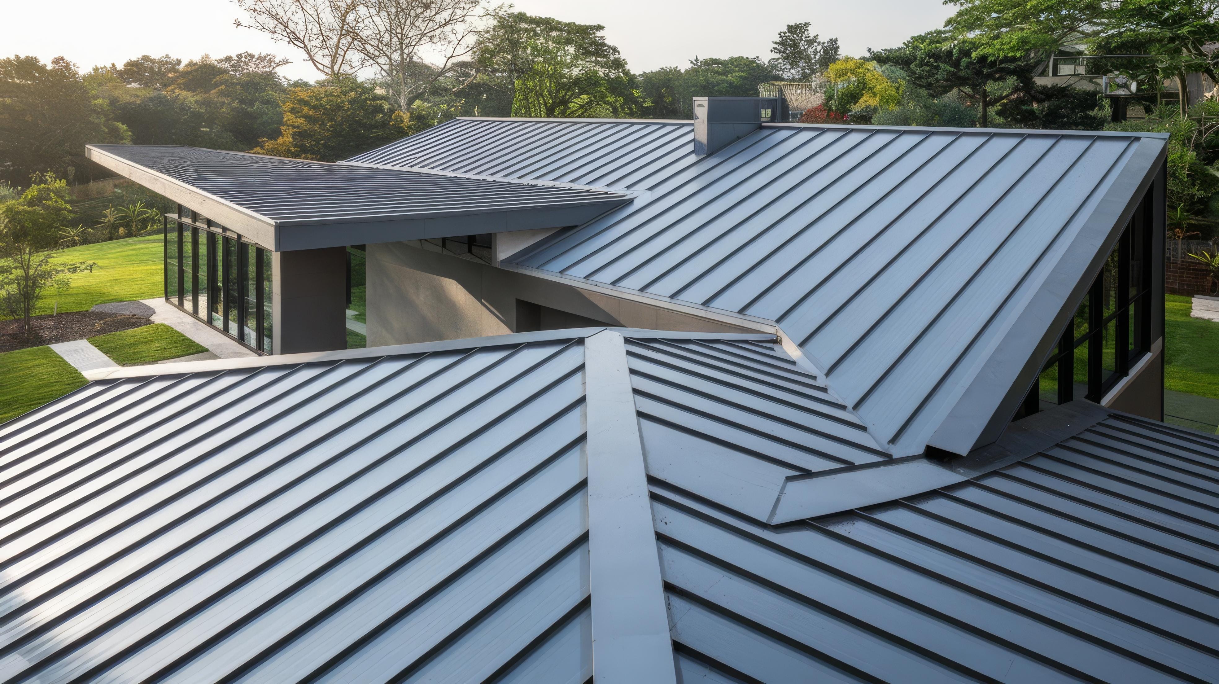 standing seam metal roof installed on modern residential home standing seam metal roof installed on modern residential home