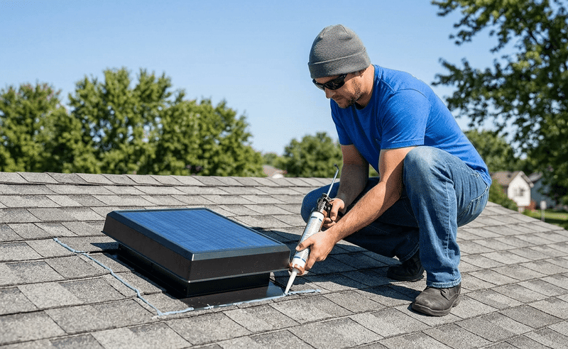 solar powered attic ventilator installation on residential roof solar powered attic ventilator installation on residential roof