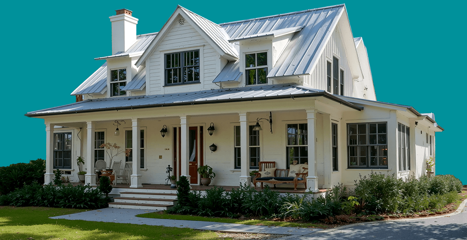 White farmhouse with wraparound porch in Southwest Louisiana
