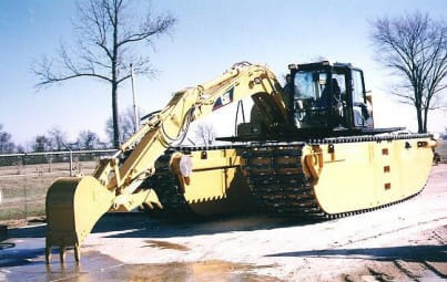 Cat Amphibious Excavator on dirt terrain