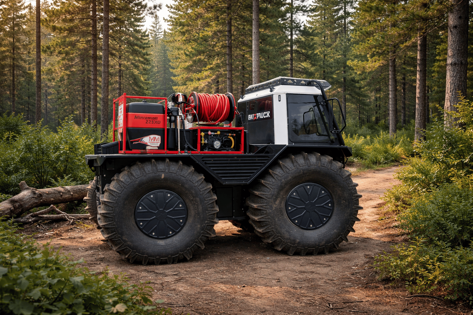 FT3 Pickup parked in forest area preparing for a job