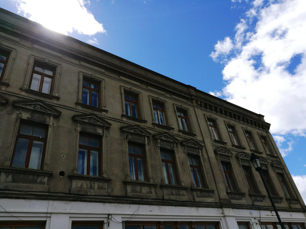 school building with clear windows