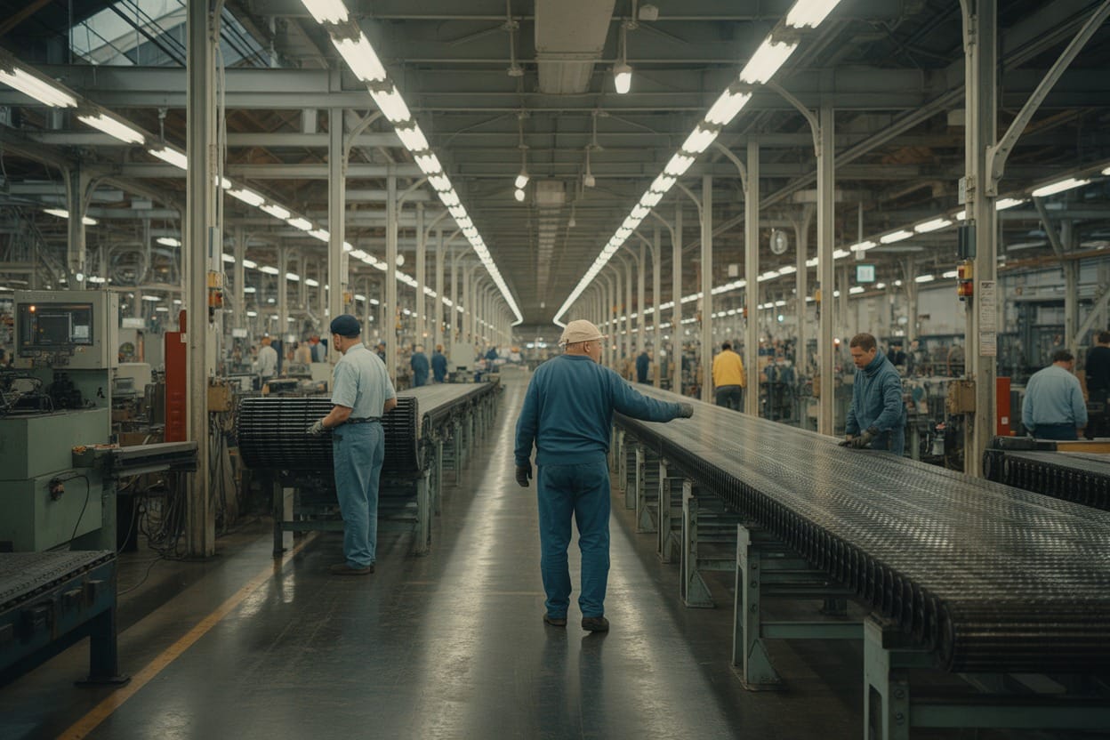 works in factory working production line