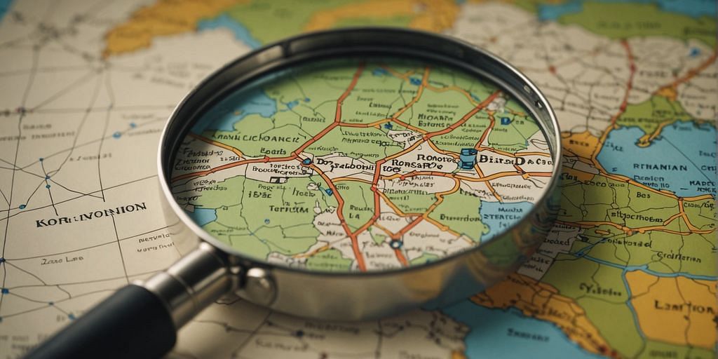 Map under magnifying glass highlighting local bookkeeping services