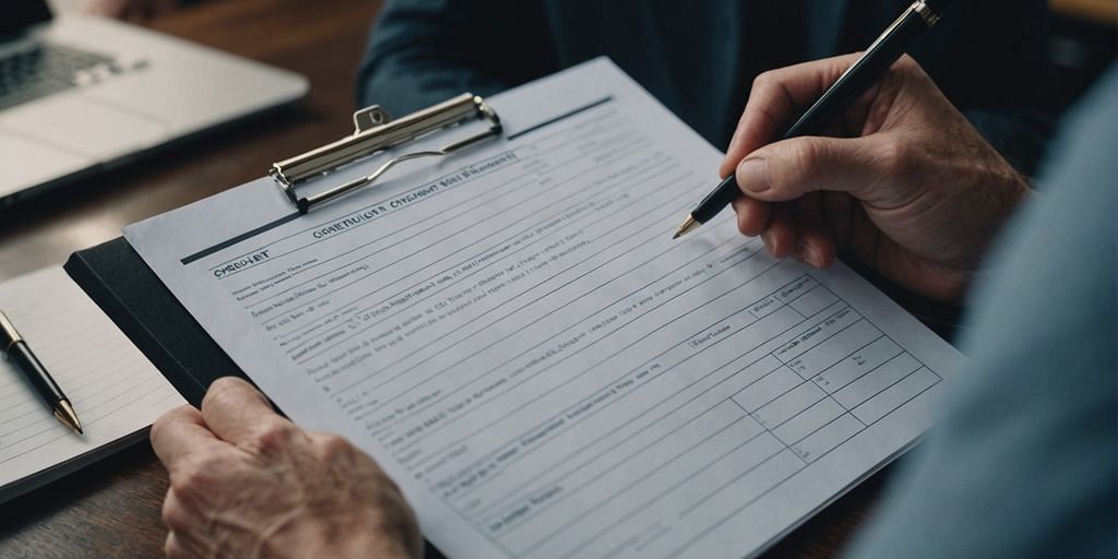 Person with checklist at consultation meeting