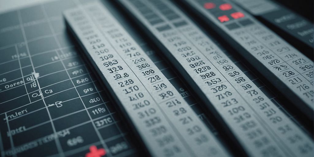 Double-entry accounting ledger with financial symbols illustration