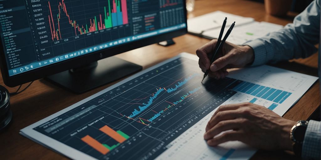 Person reviewing financial charts and graphs for bookkeeping.