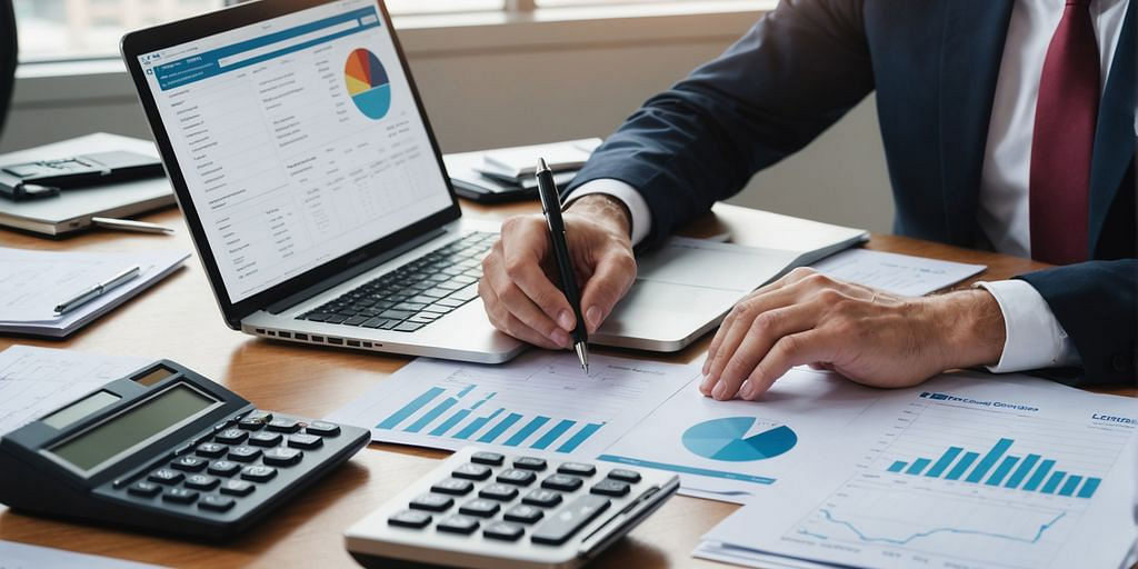 Accountant working on payroll in office