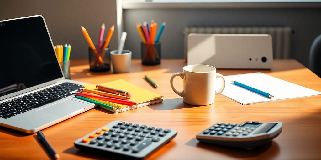 Modern workspace for e-commerce accounting and finance management.