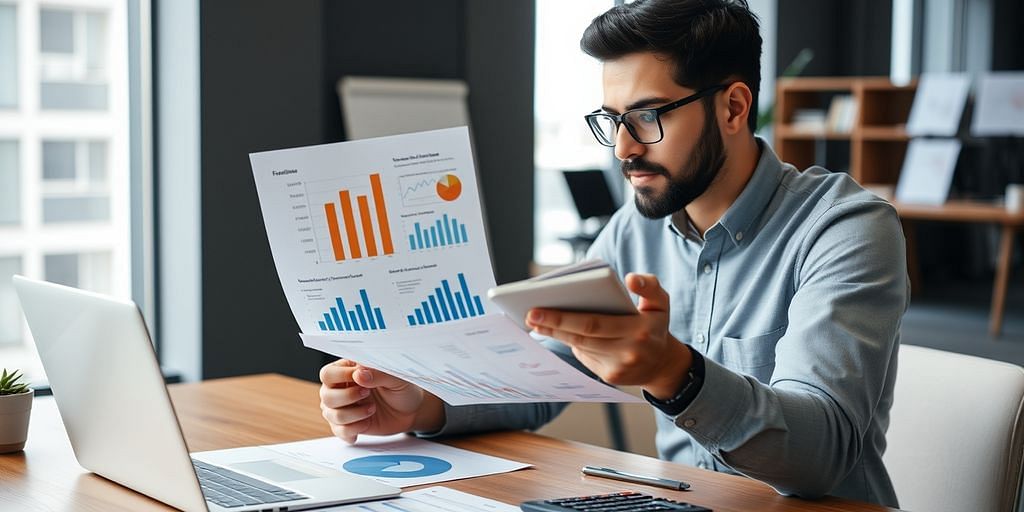Business owner reviewing financial charts and graphs