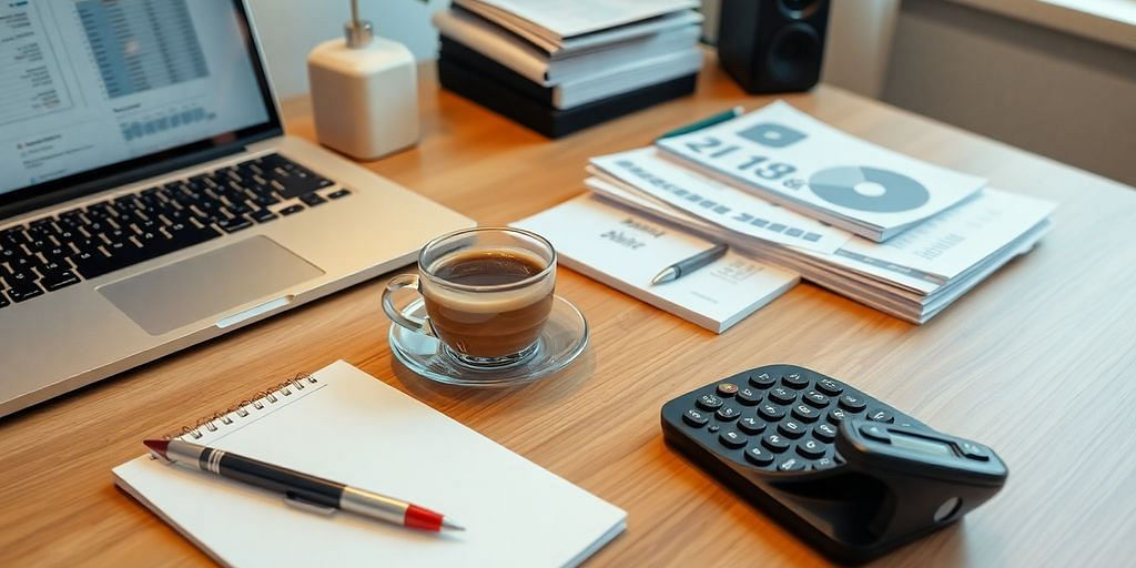 Modern workspace for starting a bookkeeping business.