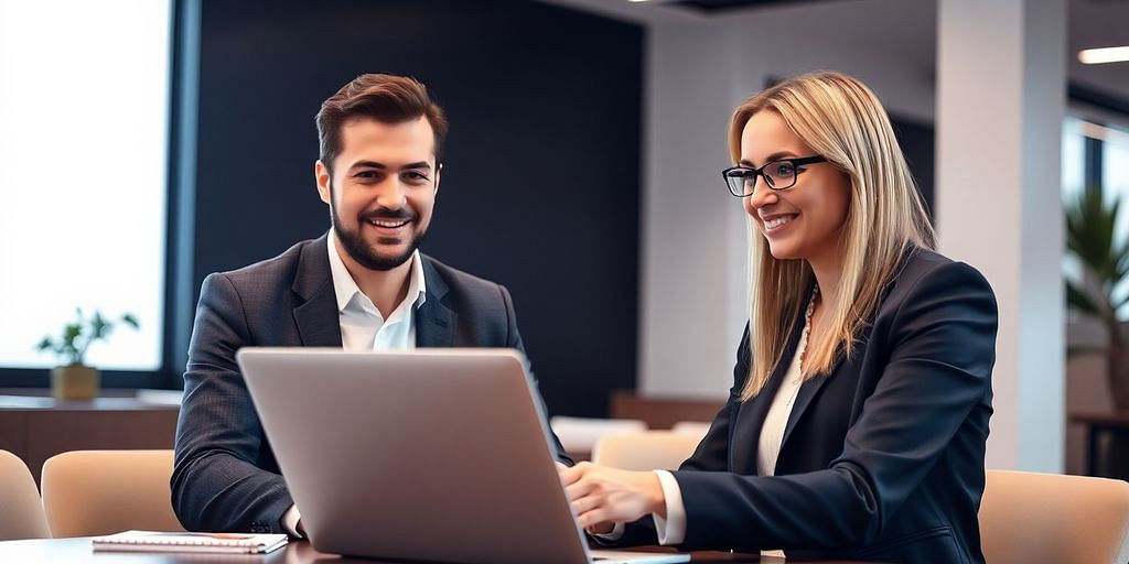 Professional consultant assisting a client with online accounting.