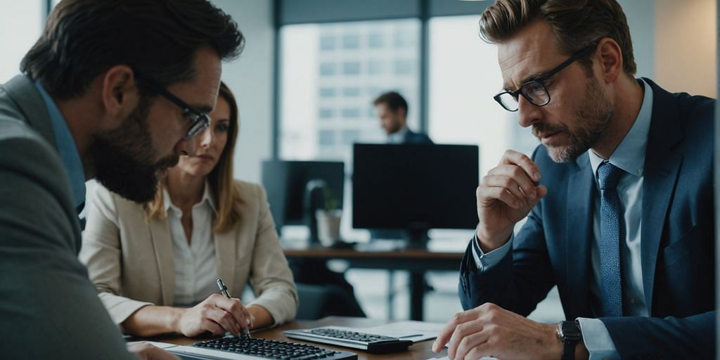 Business professionals leveraging technology for efficient accounting.
