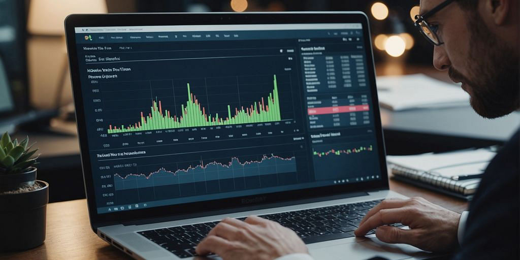 Team reviewing financial charts on a laptop together.
