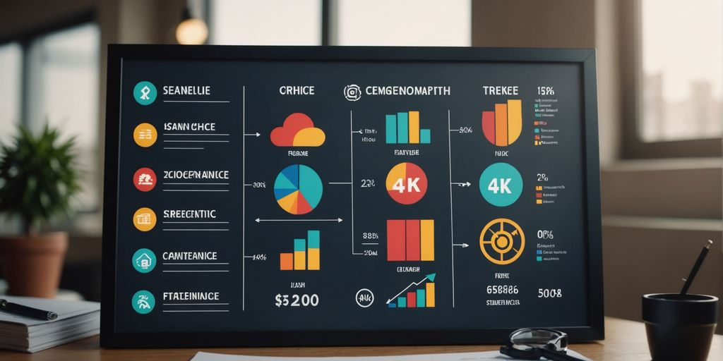 Graph showing business growth with accounting and franchise icons