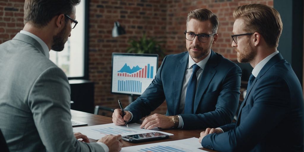 A fractional CFO presenting financial charts to business owners, highlighting the benefits of hiring financial expertise for growing businesses.