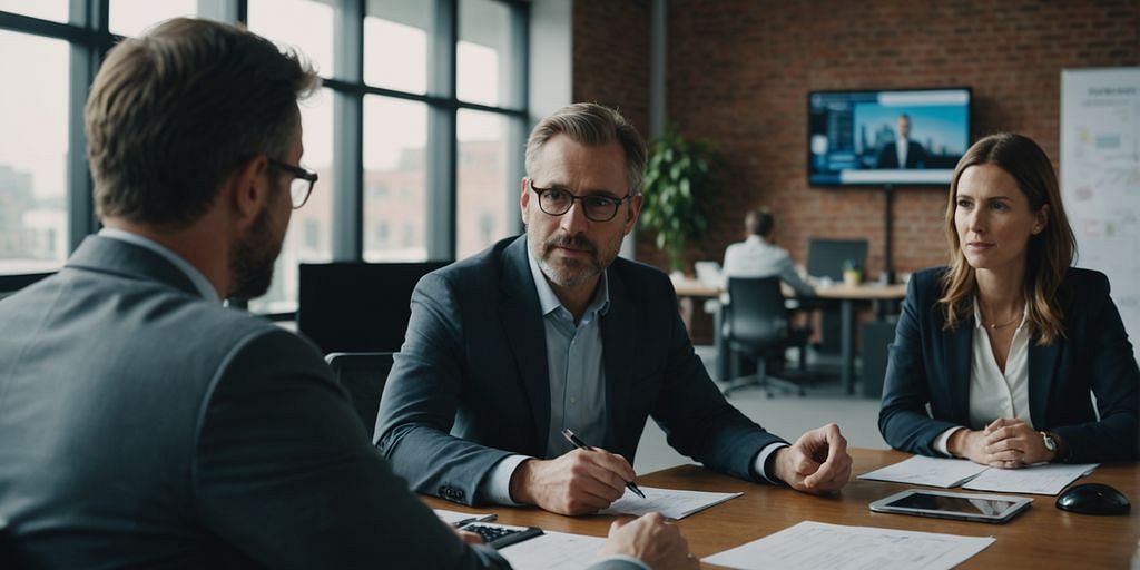 Part-time CFO working with small business team in office