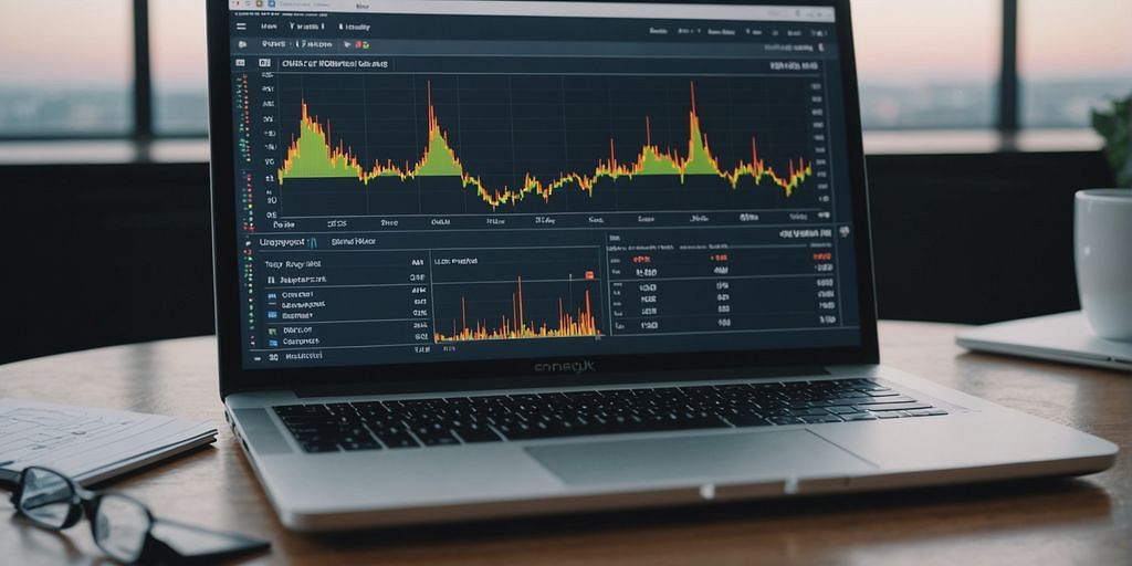 AccountEdge software on laptop showing financial charts and data