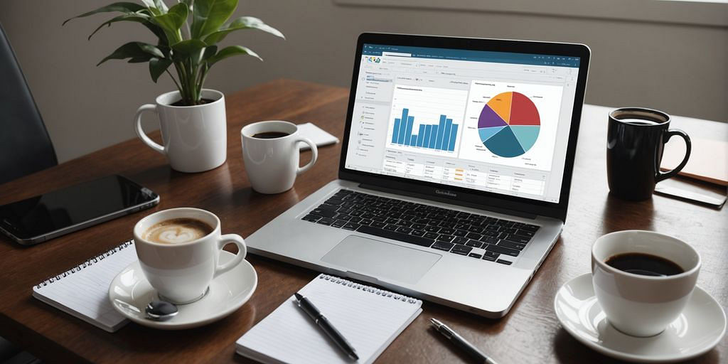 Laptop with accounting software on office desk