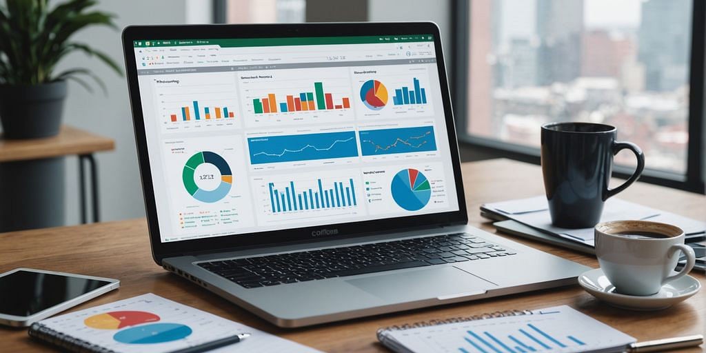 Laptop with accounting software on office desk