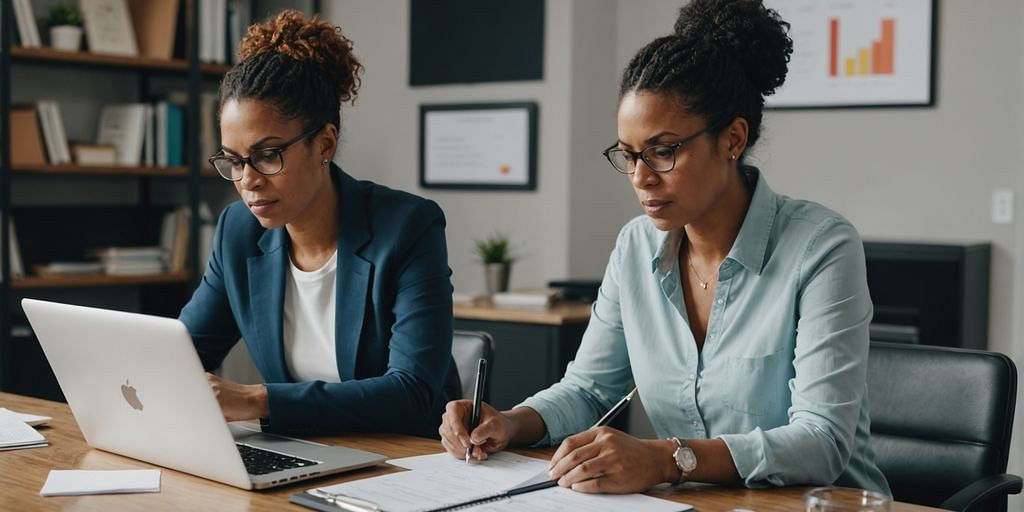 Bookkeeper and business owner in a meeting