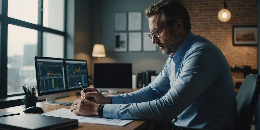 CFO reviewing financial documents in a small business