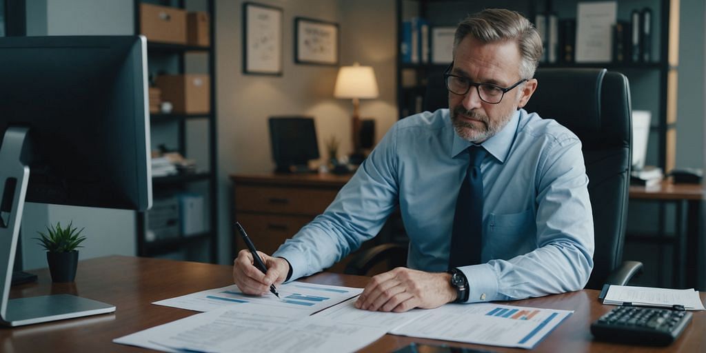 CFO reviewing financial documents in a small business setting