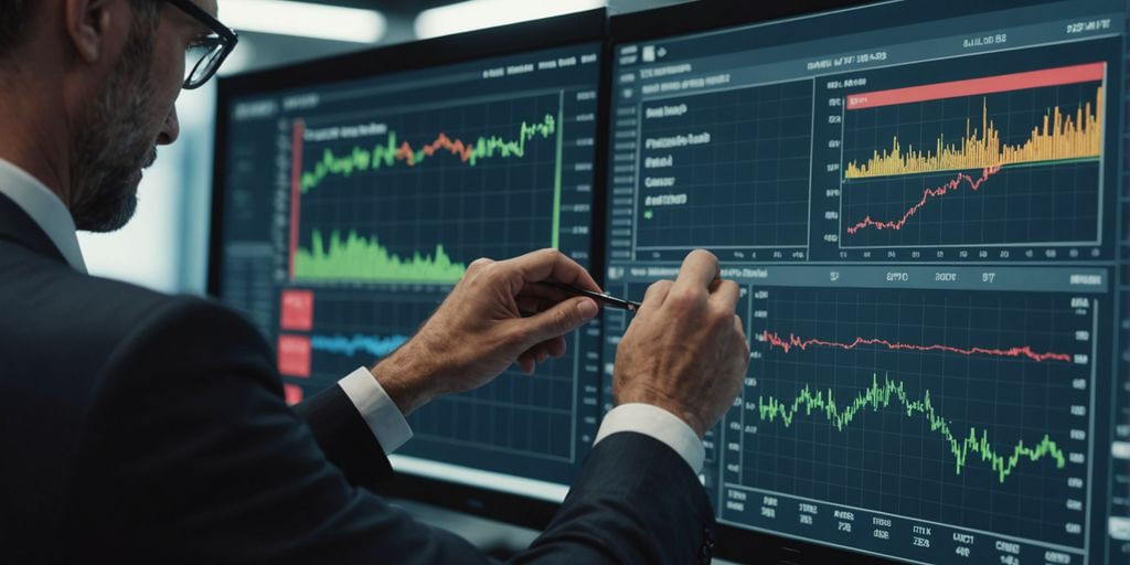 CFO reviewing financial reports on a computer screen.