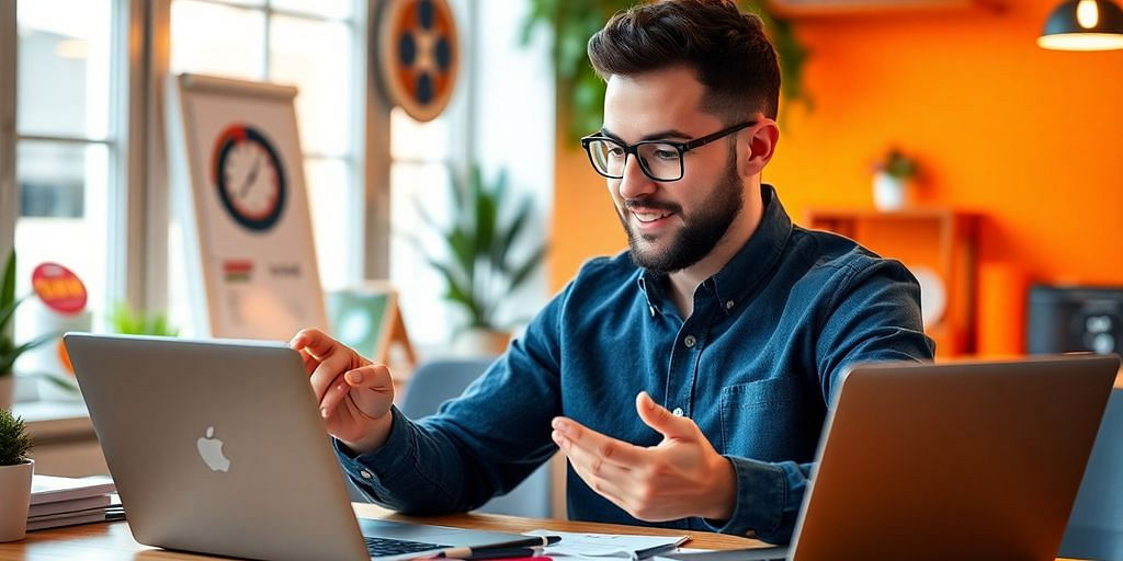 Small business owner using online bookkeeping services.