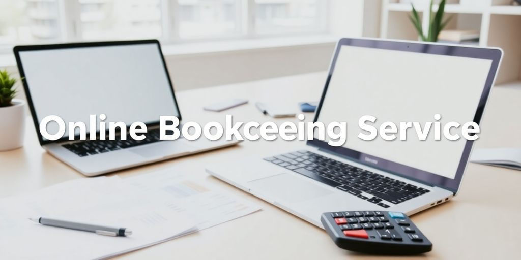 Modern workspace with laptop and financial documents.