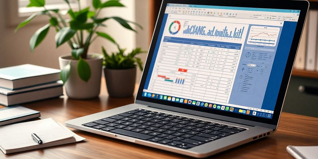 A laptop and accounting tools on a desk.