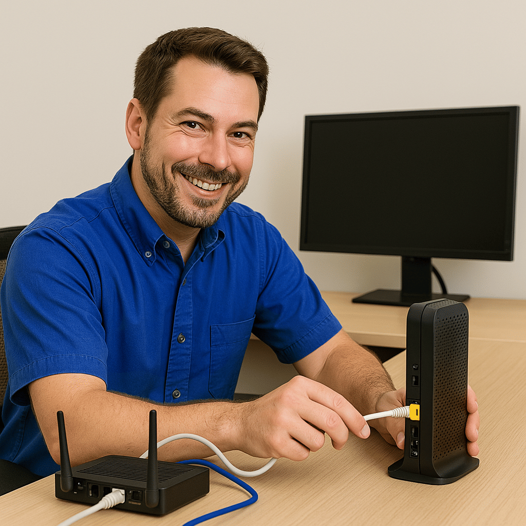 IT Support Technician Smiling on a Job in New rOrleans, LA