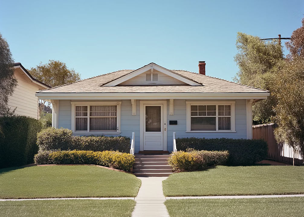 grey building with orange trim