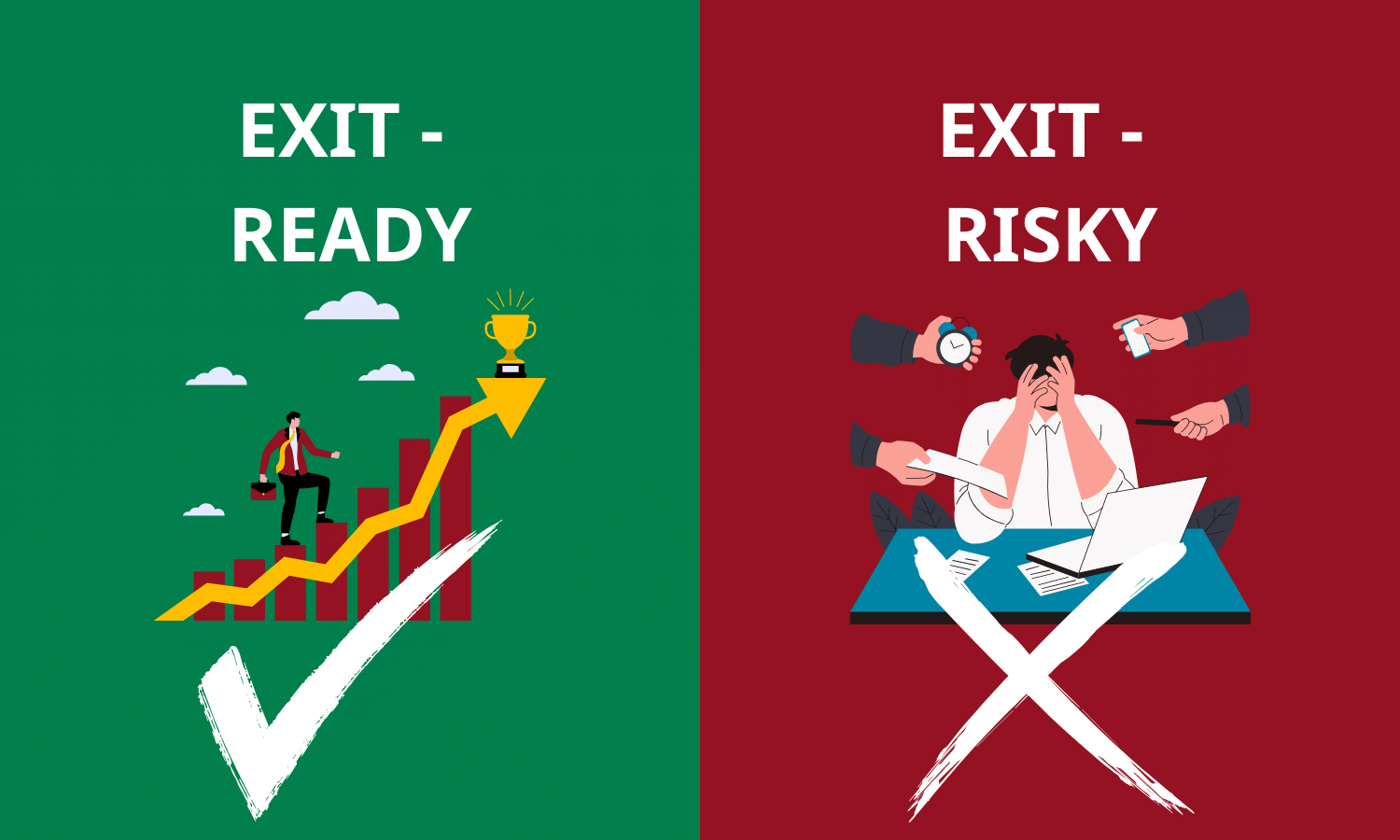 Exit Ready vs Exit Risky business graphic