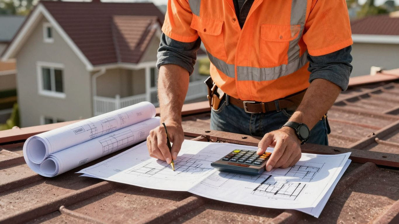 Roofing contractor managing finances and planning for profitability.