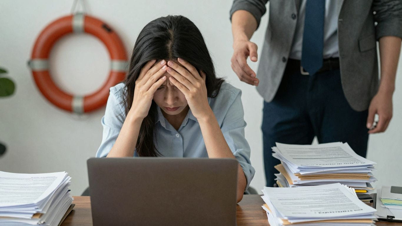 Business owner receiving help for cash flow issues.