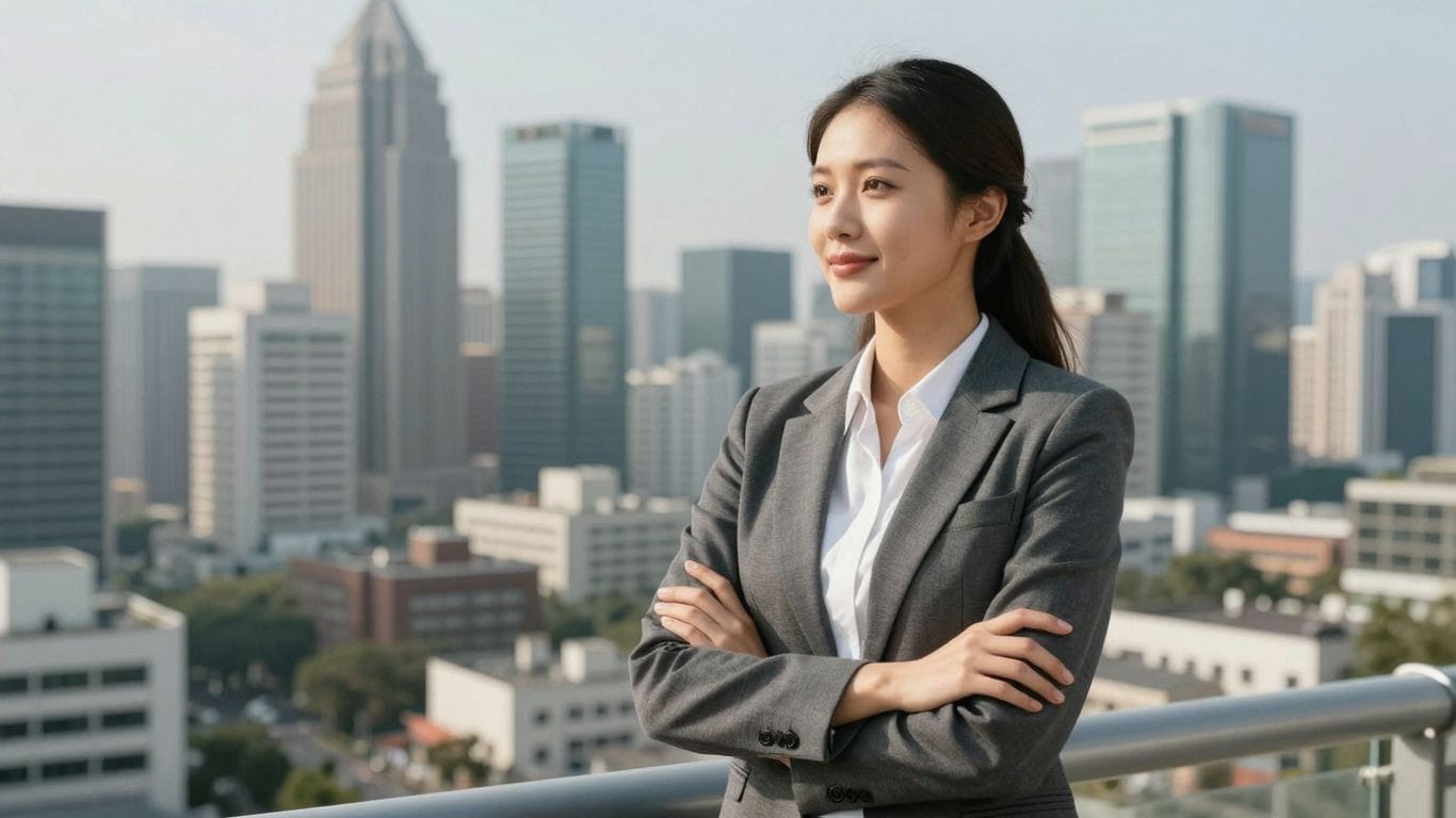 Business leader overlooking Denver skyline, growth concept.