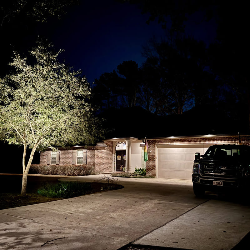 Downlighting outside of house