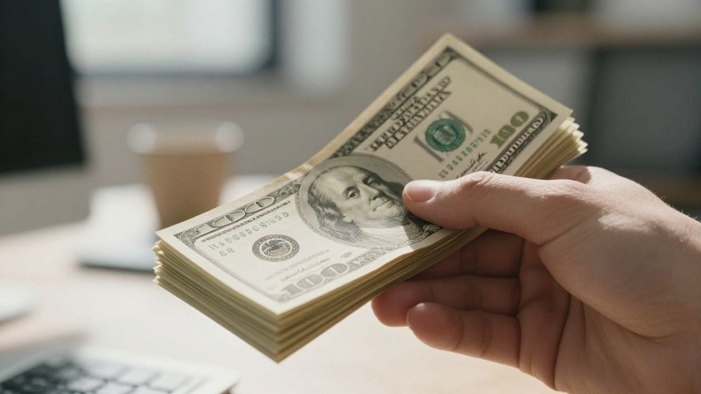 Hand holding money, SBA loan concept