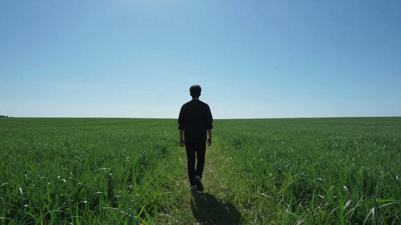 Person walking towards a bright future.