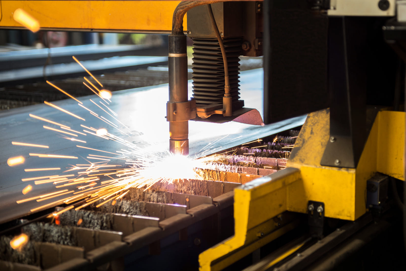 cnc machine in process of cutting