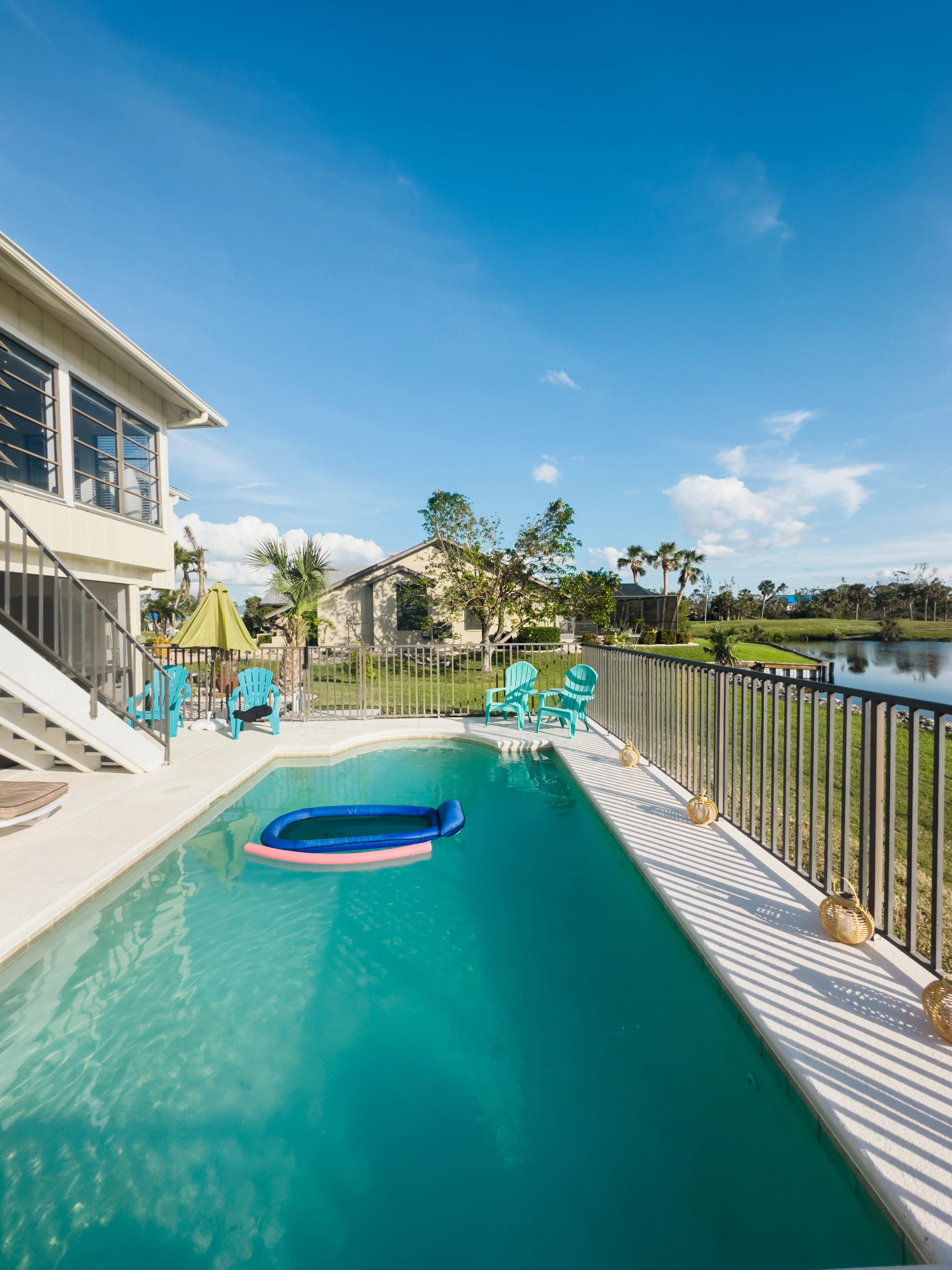 long pool in backyard of rental