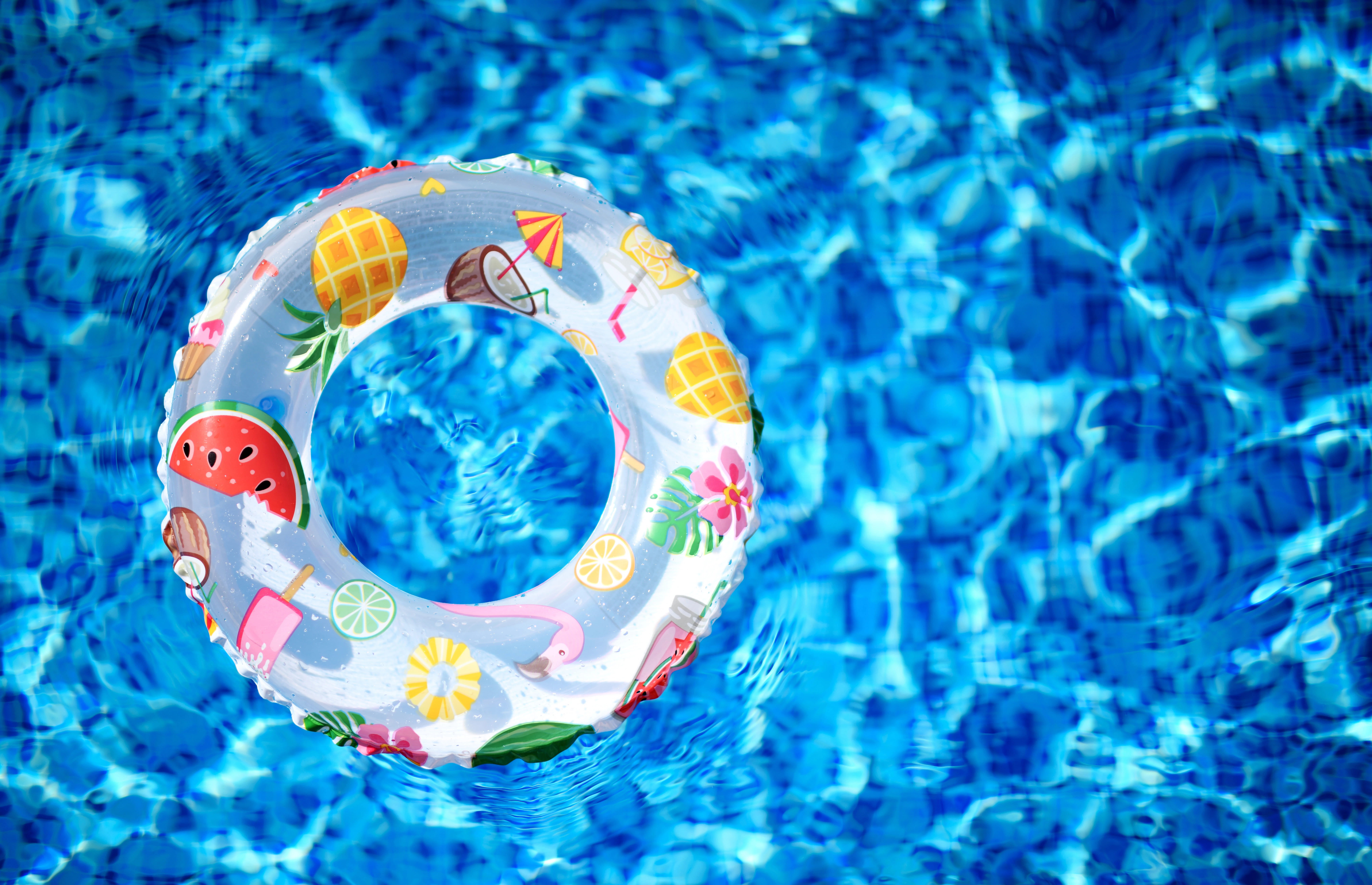 pool inflatable sitting on top of water