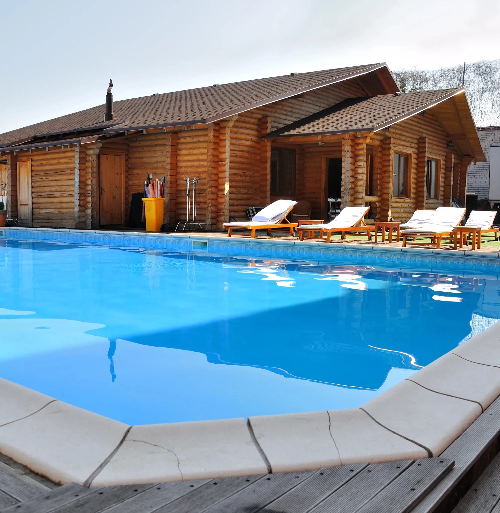 clear pool blue outside modern styled residence