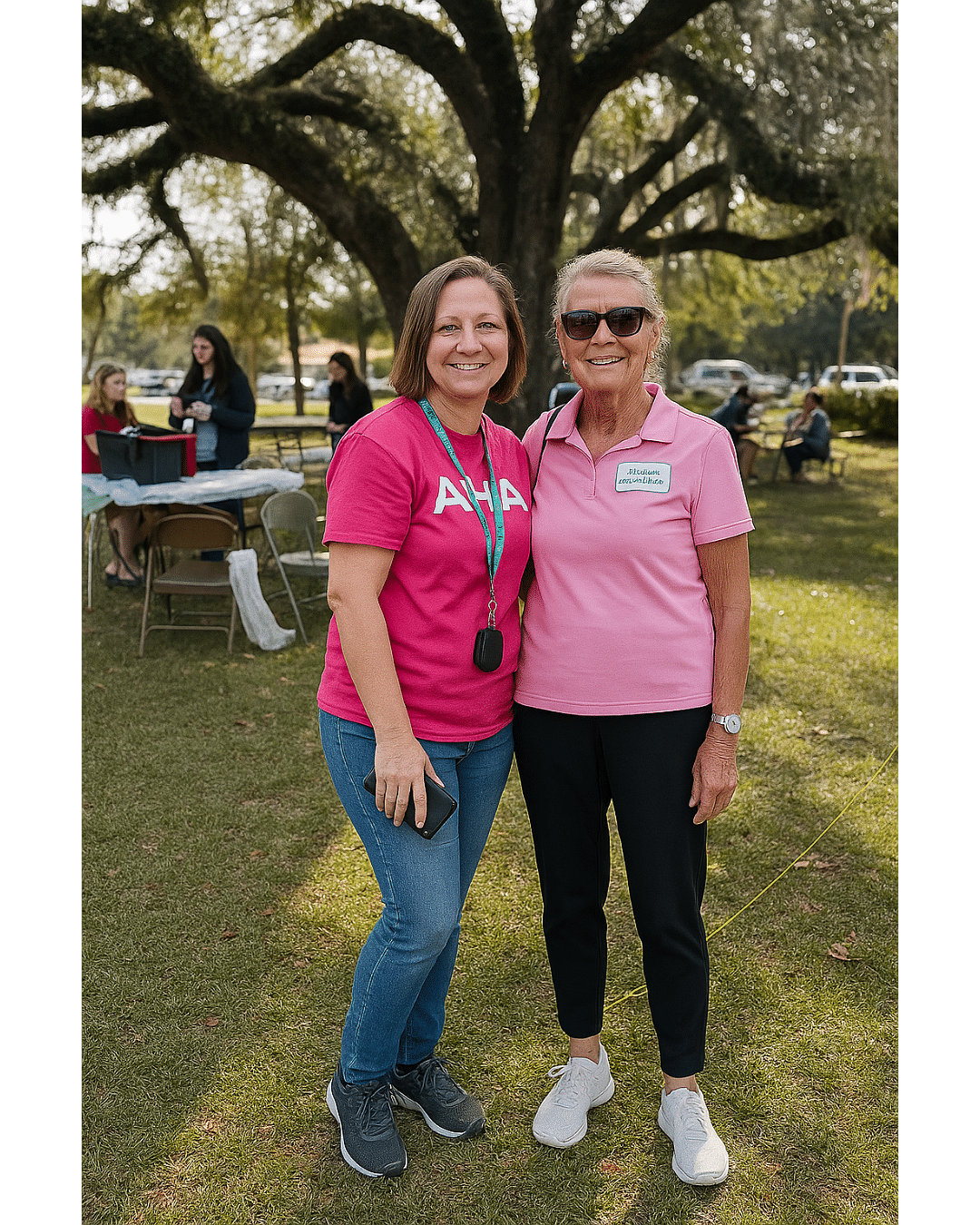 Hospicee Care Workers wearing pink shirts