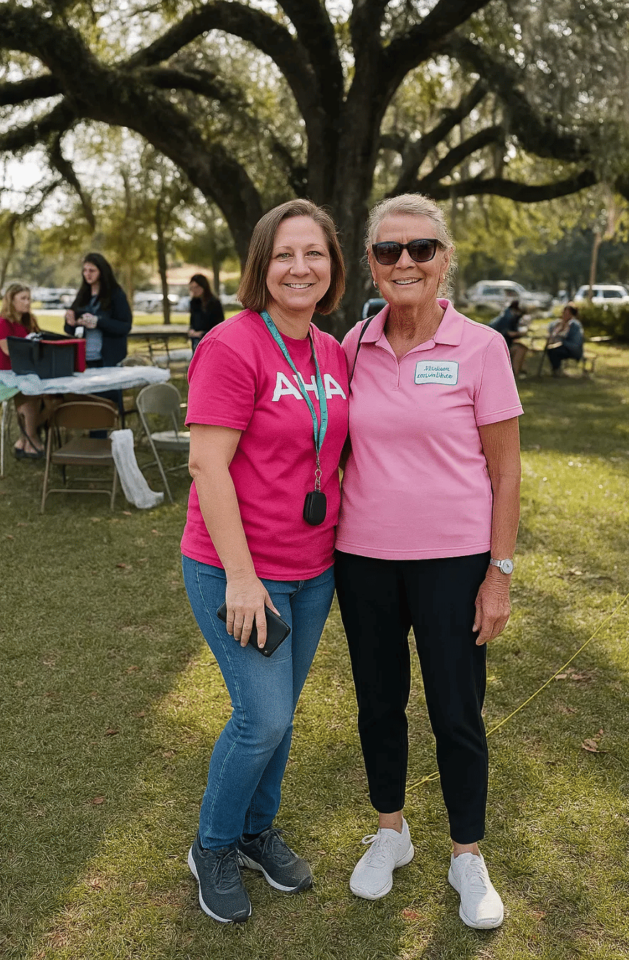 Hospice Care Workers wearing pink shirts