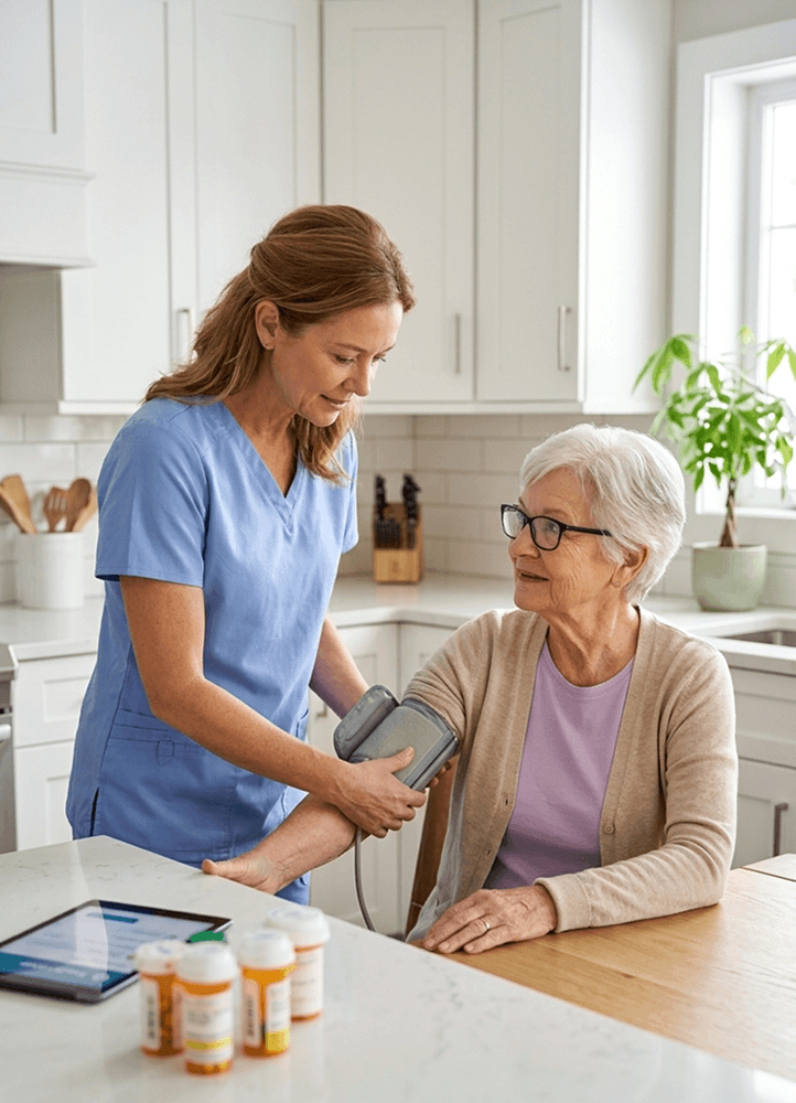nurse helping elderly woman in Las Vegas, NM